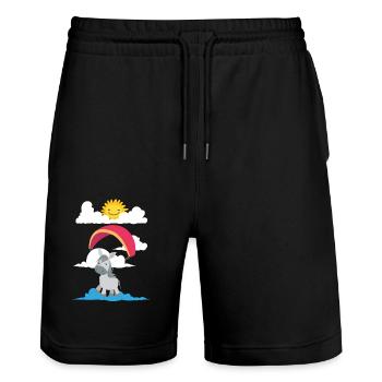 A donkey flies paraglider - Stanley/Stella Trainer Unisex Organic Jogging Shorts - black - Front - Nik (191cm) & Marisol (170cm)
