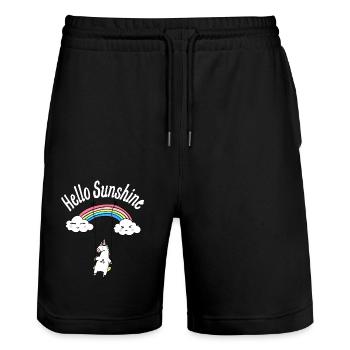 Licorne à l’arc-en-ciel enfants T-shirt - Short de jogging bio TRAINER Stanley/Stella unisexe - noir - Devant - Nik (191cm) & Marisol (170cm)