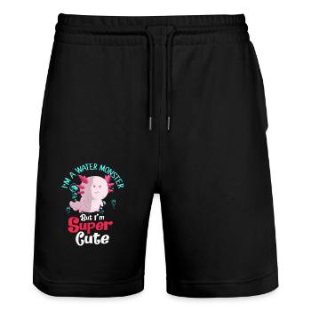 Axolotl - Short de jogging bio TRAINER Stanley/Stella unisexe - noir - Devant - Nik (191cm) & Marisol (170cm)