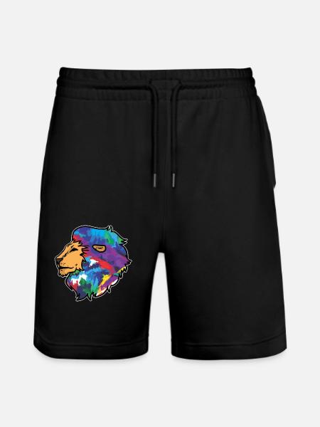 Lion's head colorful animals drawing - Stanley/Stella Trainer Unisex Organic Jogging Shorts - black