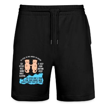 Otter Ferret Marten Water Sea Otter Beaver Sweet - Stanley/Stella Trainer Unisex Organic Jogging Shorts - black - Front - Nik (191cm) & Marisol (170cm)