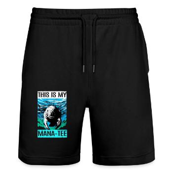 Vaches de mer - Short de jogging bio TRAINER Stanley/Stella unisexe - noir - Devant - Nik (191cm) & Marisol (170cm)