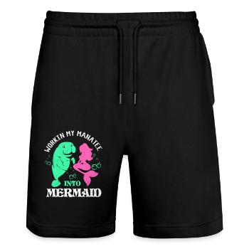 Vaches de mer - Short de jogging bio TRAINER Stanley/Stella unisexe - noir - Devant - Nik (191cm) & Marisol (170cm)