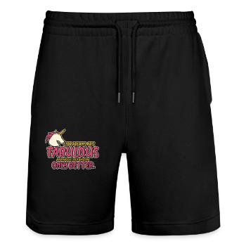 librarian - Stanley/Stella Trainer Unisex Organic Jogging Shorts - black - Front - Nik (191cm) & Marisol (170cm)