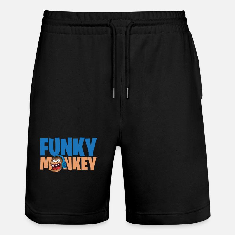 Funky Monkey Monkey HeadhoerEr Gift - Stanley/Stella Trainer Unisex Organic Jogging Shorts - black
