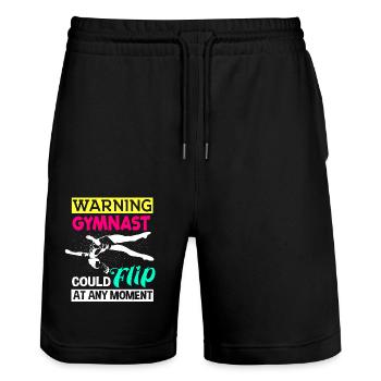 Gymnastik Handstand Turnen Kunstturnen Geschenk - Stanley/Stella Unisex Bio Joggingshorts Trainer  - Schwarz - Vorne - Nik (191cm) & Marisol (170cm)