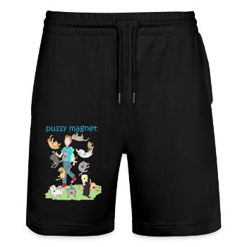 chemise de chats aimant chatte - Short de jogging bio TRAINER Stanley/Stella unisexe - noir - Devant - Nik (191cm) & Marisol (170cm)