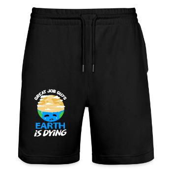 Changement climatique Earth Day Protection de l’environnement Bio Terre - Short de jogging bio TRAINER Stanley/Stella unisexe - noir - Devant - Nik (191cm) & Marisol (170cm)
