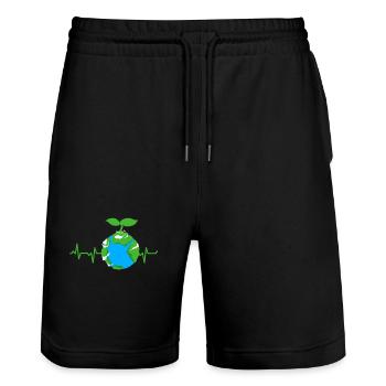 Changement climatique Earth Day Protection de l’environnement Bio Terre - Short de jogging bio TRAINER Stanley/Stella unisexe - noir - Devant - Nik (191cm) & Marisol (170cm)