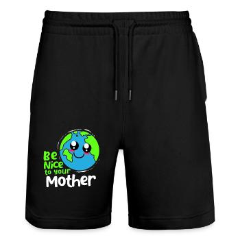 Changement climatique Earth Day Protection de l’environnement Bio Terre - Short de jogging bio TRAINER Stanley/Stella unisexe - noir - Devant - Nik (191cm) & Marisol (170cm)