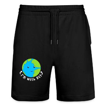 Changement climatique Earth Day Protection de l’environnement Bio Terre - Short de jogging bio TRAINER Stanley/Stella unisexe - noir - Devant - Nik (191cm) & Marisol (170cm)