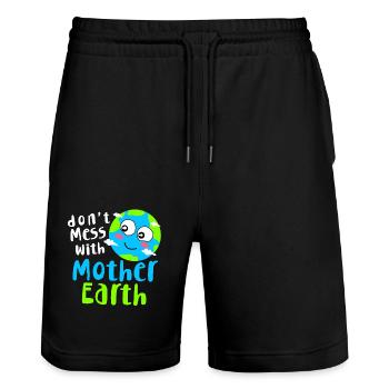 Climate Change Earth Day Environmental Protection Eco Organic Earth - Stanley/Stella Trainer Unisex Organic Jogging Shorts - black - Front - Nik (191cm) & Marisol (170cm)