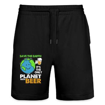 Changement climatique Earth Day Protection de l’environnement Bio Terre - Short de jogging bio TRAINER Stanley/Stella unisexe - noir - Devant - Nik (191cm) & Marisol (170cm)