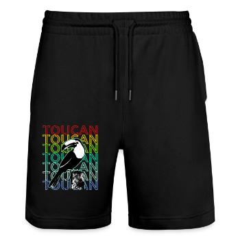 Tukan - Stanley/Stella Unisex Bio Joggingshorts Trainer  - Schwarz - Vorne - Nik (191cm) & Marisol (170cm)