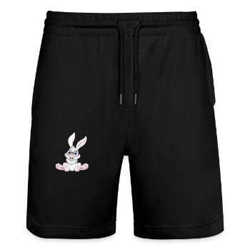Funny Rabbit Cool Nerd Rabbit with Glasses - Stanley/Stella Trainer Unisex Organic Jogging Shorts - black - Front - Nik (191cm) & Marisol (170cm)