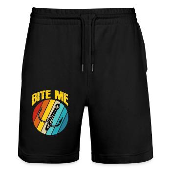 Angler Angelhaken Fischer Rute Petri Heil Forelle - Stanley/Stella Unisex Bio Joggingshorts Trainer  - Schwarz - Vorne - Nik (191cm) & Marisol (170cm)