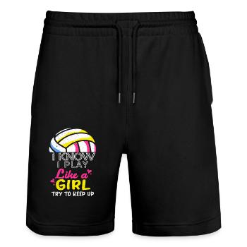 Volleyball - Stanley/Stella Unisex Bio Joggingshorts Trainer  - Schwarz - Vorne - Nik (191cm) & Marisol (170cm)