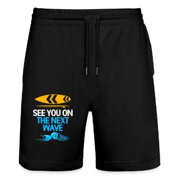 Kiteboard Kite Kiteboarding Geschenk Kitesurfer - Stanley/Stella Unisex Bio Joggingshorts Trainer  - Schwarz - Vorne - Nik (191cm) & Marisol (170cm)