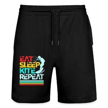 Kiteboard Kite Kiteboarding Gift Kitesurfer - Stanley/Stella Trainer Unisex Organic Jogging Shorts - black - Front - Nik (191cm) & Marisol (170cm)