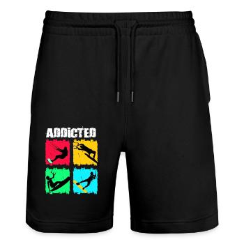 Kiteboard Kite Kiteboarding Gift Kitesurfer - Stanley/Stella Trainer Unisex Organic Jogging Shorts - black - Front - Nik (191cm) & Marisol (170cm)