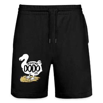 Dodo Geschenk Vogel Urzeit Fossil Archäologie Geek - Stanley/Stella Unisex Bio Joggingshorts Trainer  - Schwarz - Vorne - Nik (191cm) & Marisol (170cm)