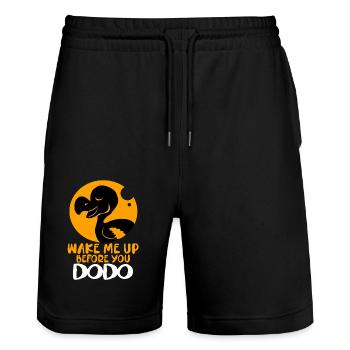 Dodo Geschenk Vogel Urzeit Fossil Archäologie Geek - Stanley/Stella Unisex Bio Joggingshorts Trainer  - Schwarz - Vorne - Nik (191cm) & Marisol (170cm)
