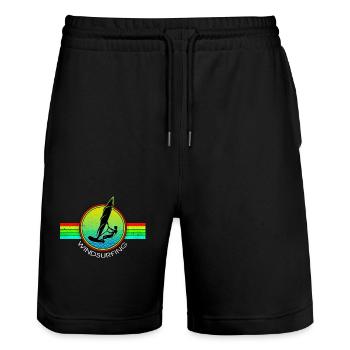 Windsurfen - Stanley/Stella Unisex Bio Joggingshorts Trainer  - Schwarz - Vorne - Nik (191cm) & Marisol (170cm)