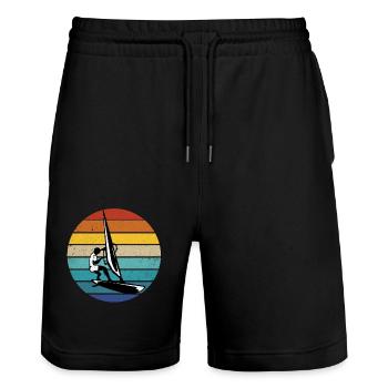 Windsurfen - Stanley/Stella Unisex Bio Joggingshorts Trainer  - Schwarz - Vorne - Nik (191cm) & Marisol (170cm)