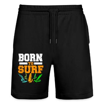Windsurfing - Stanley/Stella Trainer Unisex Organic Jogging Shorts - black - Front - Nik (191cm) & Marisol (170cm)