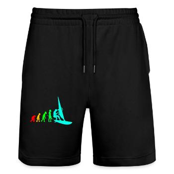 Windsurf Windsurfen Windsurfing Wassersport Surf - Stanley/Stella Unisex Bio Joggingshorts Trainer  - Schwarz - Vorne - Nik (191cm) & Marisol (170cm)