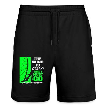 Windsurf Windsurfen Windsurfing Wassersport Surf - Stanley/Stella Unisex Bio Joggingshorts Trainer  - Schwarz - Vorne - Nik (191cm) & Marisol (170cm)