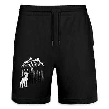 Mountains Husky Wilderness Wild Xmas Dog - Stanley/Stella Trainer Unisex Organic Jogging Shorts - black - Front - Nik (191cm) & Marisol (170cm)