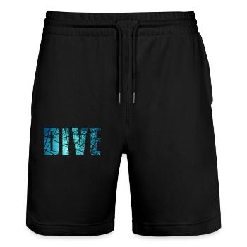 DIVE - Stanley/Stella Trainer Unisex Organic Jogging Shorts - black - Front - Nik (191cm) & Marisol (170cm)