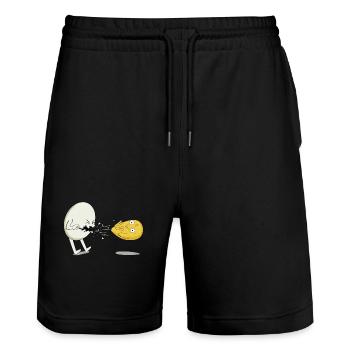 Ei Küken Eigelb Niesen Schnupfen Lustig Huhn - Stanley/Stella Unisex Bio Joggingshorts Trainer  - Schwarz - Vorne - Nik (191cm) & Marisol (170cm)