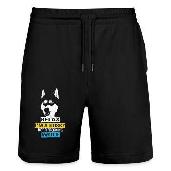 Husky - Stanley/Stella Unisex Bio Joggingshorts Trainer  - Schwarz - Vorne - Nik (191cm) & Marisol (170cm)