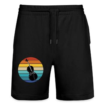 Cello Double Bass Classical Music Teacher Symphony - Stanley/Stella Trainer Unisex Organic Jogging Shorts - black - Front - Nik (191cm) & Marisol (170cm)