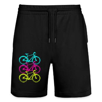Bicycle - Stanley/Stella Trainer Unisex Organic Jogging Shorts - black - Front - Nik (191cm) & Marisol (170cm)