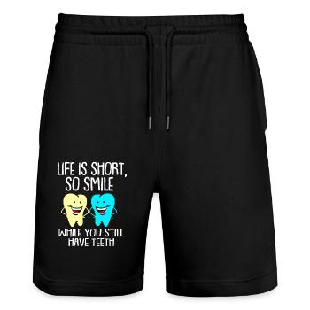 Dentiste cadeau dentiste dentiste dentaire dent - Short de jogging bio TRAINER Stanley/Stella unisexe - noir - Devant - Nik (191cm) & Marisol (170cm)
