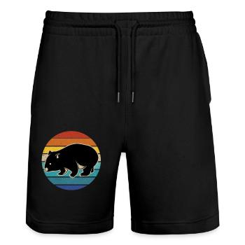 Wombat - Short de jogging bio TRAINER Stanley/Stella unisexe - noir - Devant - Nik (191cm) & Marisol (170cm)