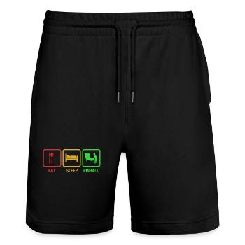 Pinball - Stanley/Stella Trainer Unisex Organic Jogging Shorts - black - Front - Nik (191cm) & Marisol (170cm)
