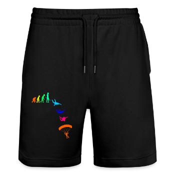 Parachute Parachuting Skydiving - Stanley/Stella Trainer Unisex Organic Jogging Shorts - black - Front - Nik (191cm) & Marisol (170cm)