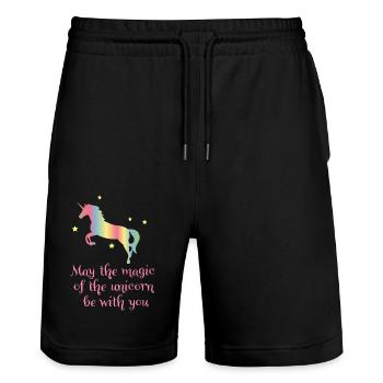 Licorne - Short de jogging bio TRAINER Stanley/Stella unisexe - noir - Devant - Nik (191cm) & Marisol (170cm)