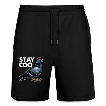 Taube - Stanley/Stella Unisex Bio Joggingshorts Trainer  - Schwarz - Vorne - Nik (191cm) & Marisol (170cm)