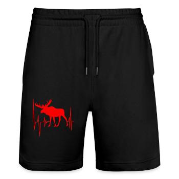 Elk - Stanley/Stella Trainer Unisex Organic Jogging Shorts - black - Front - Nik (191cm) & Marisol (170cm)