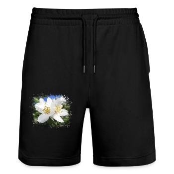 white, blooming flowers, blossoms in summer, nature - Stanley/Stella Trainer Unisex Organic Jogging Shorts - black - Front - Nik (191cm) & Marisol (170cm)