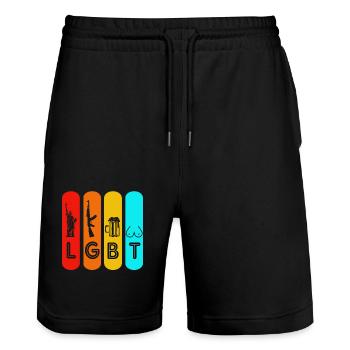 LGBT Lesbian Gay Gay Rainbow Homo Trans - Stanley/Stella Trainer Unisex Organic Jogging Shorts - black - Front - Nik (191cm) & Marisol (170cm)