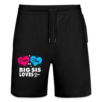 Grossesse - Short de jogging bio TRAINER Stanley/Stella unisexe - noir - Devant - Nik (191cm) & Marisol (170cm)