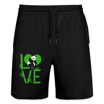 Panda - Stanley/Stella Unisex Bio Joggingshorts Trainer  - Schwarz - Vorne - Nik (191cm) & Marisol (170cm)