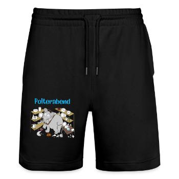 Lustiges Polterabend Elefant Geschenk Shirt - Stanley/Stella Unisex Bio Joggingshorts Trainer  - Schwarz - Vorne - Nik (191cm) & Marisol (170cm)