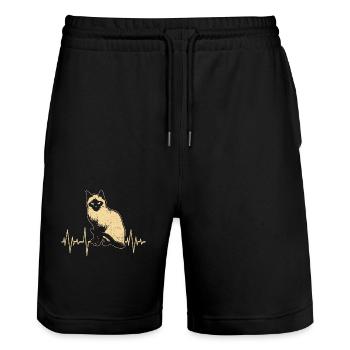 Siamkatze - Stanley/Stella Unisex Bio Joggingshorts Trainer  - Schwarz - Vorne - Nik (191cm) & Marisol (170cm)